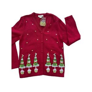 Bechamel Ugly Christmas Sweater Christmas Tree Cupcake Sweater Medium M Cardigan